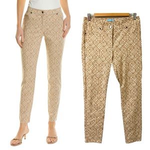 J. McLaughlin Madelyn Pant Size 2 Tan White Print Ankle Stretch